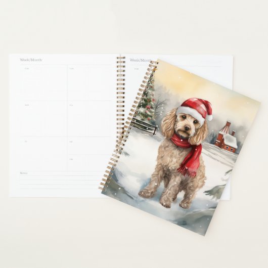 Cockapoo Hond in Sneeuw Kerstmis Planner (Display)