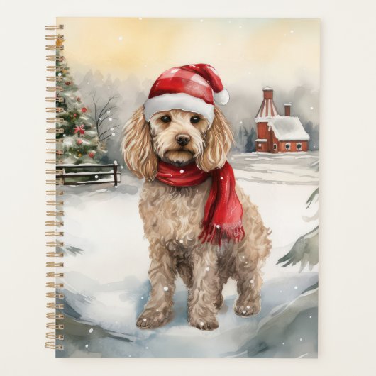 Cockapoo Hond in Sneeuw Kerstmis Planner (Voorkant)