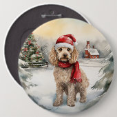 Cockapoo Hond in Sneeuw Kerstmis Ronde Button 6,0 Cm (Voorkant /achterkant)
