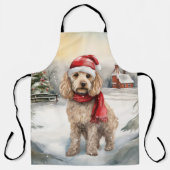Cockapoo Hond in Sneeuw Kerstmis Schort (Voorkant)