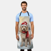 Cockapoo Hond in Sneeuw Kerstmis Schort (Gedragen)