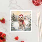 Cockapoo Hond in Sneeuw Kerstmis Servet (Insitu)