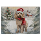 Cockapoo Hond in Sneeuw Kerstmis Snijplank (Voorkant)