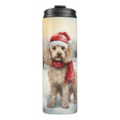 Cockapoo Hond in Sneeuw Kerstmis Thermosbeker (Voorkant)