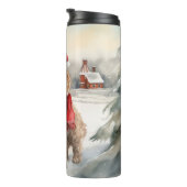 Cockapoo Hond in Sneeuw Kerstmis Thermosbeker (Geroteerd rechts)