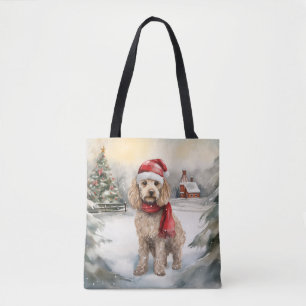 Cockapoo Hond in Sneeuw Kerstmis Tote Bag