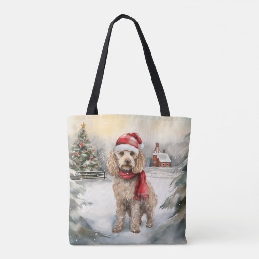 Cockapoo Hond in Sneeuw Kerstmis Tote Bag (Achterkant)