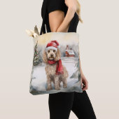 Cockapoo Hond in Sneeuw Kerstmis Tote Bag (Dichtbij)
