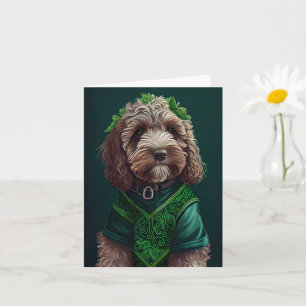 Cockapoo-hond in St. Patrick's Day-jurk Kaart