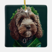 Cockapoo-hond in St. Patrick's Day-jurk Keramisch Ornament (Voorkant)