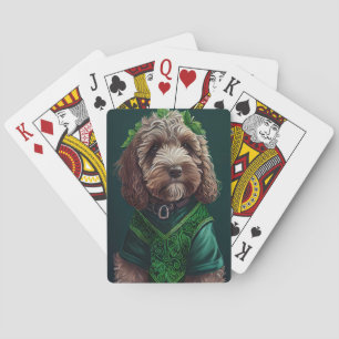 Cockapoo-hond in St. Patrick's Day-jurk Pokerkaarten