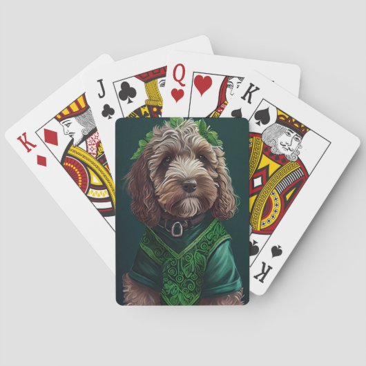 Cockapoo-hond in St. Patrick's Day-jurk Pokerkaarten (Achterkant)