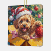 Cockapoo-hond Kerstcadeau Doos Verrassing Keramisch Ornament (Links)