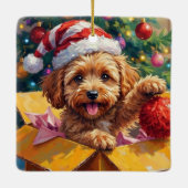 Cockapoo-hond Kerstcadeau Doos Verrassing Keramisch Ornament (Achterkant)