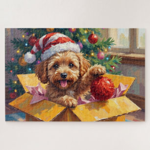 Cockapoo-hond Kerstcadeau Doos Verrassing Legpuzzel