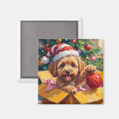 Cockapoo-hond Kerstcadeau Doos Verrassing Magneet (Voorkant / Achterkant)
