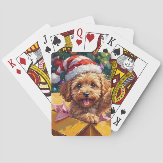 Cockapoo-hond Kerstcadeau Doos Verrassing Pokerkaarten (Achterkant)