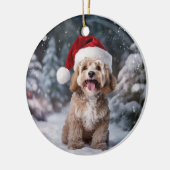Cockapoo Hond Kerstmis Keepsake Keramisch Ornament (Links)