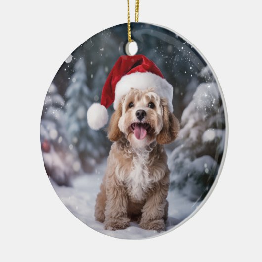 Cockapoo Hond Kerstmis Keepsake Keramisch Ornament (Links)