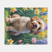 Cockapoo-hond lente bloemen schilderij fleece deken (Voorkant (Horizontaal))
