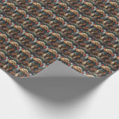 Cockapoo hond met kerstcadeaus open haard cadeaupapier (Hoek)