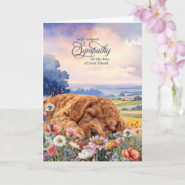 Cockapoo-hond met wilde bloemen huisdier rouwkaart kaart