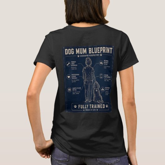Cockapoo Hond Moeder Blauwdruk T-Shirt (Achterkant)
