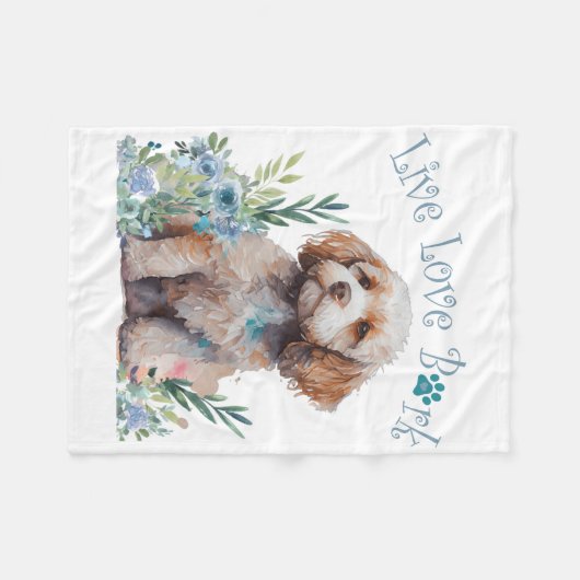 Cockapoo-hond Moeder Bloem Fleece Deken (Voorkant (Horizontaal))