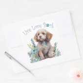 Cockapoo-hond Moeder Bloem Vierkante Sticker (Envelop)