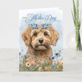 Cockapoo hond Moederdag wilde bloemen Feestdagen Kaart