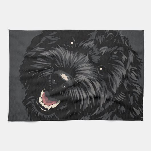 Cockapoo Hond Portret Zwarte Cockapoo cadeau Theedoek (Horizontaal)