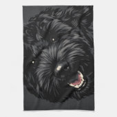 Cockapoo Hond Portret Zwarte Cockapoo cadeau Theedoek (Verticaal)