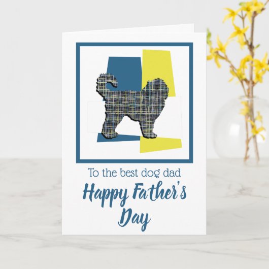 Cockapoo-hond Silhouette Driekleurige Vaderdag Kaart (Gele Bloem)