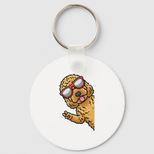 Cockapoo hond spoodle met zonnebril van zijkant sleutelhanger