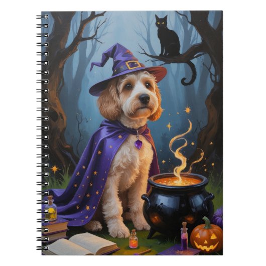 Cockapoo-hond Whimsical Halloween-schilderij Notitieboek (Voorkant)