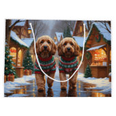 Cockapoo Honden Kerst Sneeuw Feestdagen Groot Cadeauzakje (Achterkant)