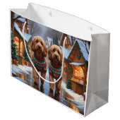 Cockapoo Honden Kerst Sneeuw Feestdagen Groot Cadeauzakje (Achterkant Gekanteld)