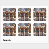 Cockapoo Honden Kerst Sneeuw Feestdagen Vierkante Sticker (Vel)