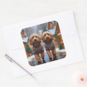 Cockapoo Honden Kerst Sneeuw Feestdagen Vierkante Sticker (Envelop)