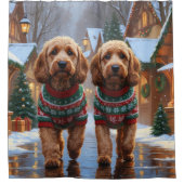 Cockapoo Honden Kerst Sneeuw Vakantie Douchegordijn (Voorkant)
