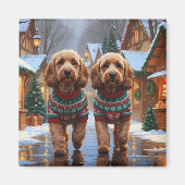 Cockapoo Honden Kerst Sneeuw Vakantie Magneet (Voorkant)