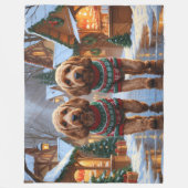 Cockapoo honden Kerstmis Sneeuw Vakantie  Fleece Deken (Voorkant)