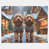 Cockapoo honden Kerstmis Sneeuw Vakantie  Fleece Deken (Voorkant (Horizontaal))