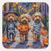 Cockapoo-honden trick-or-treating Halloween-kostuu Vierkante Sticker (Voorkant)