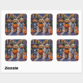 Cockapoo-honden trick-or-treating Halloween-kostuu Vierkante Sticker (Vel)