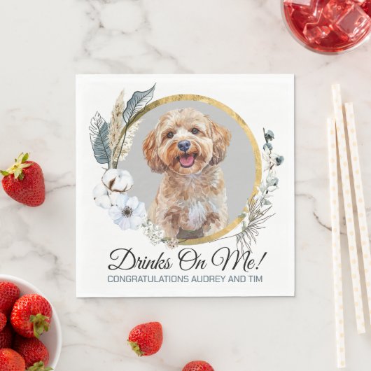 Cockapoo-honden trouw servetten met foto van honde (Insitu)