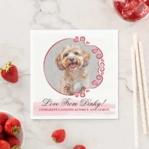 Cockapoo-hondenbruiloftservetten met hondenfoto servet