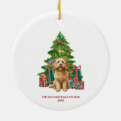 Cockapoo-hondenfamilie Kerstmis Keramisch Ornament (Achterkant)