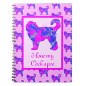 Cockapoo Hondenliefhebber Roze & Blue Silhouette Notitieboek (Voorkant)