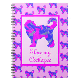 Cockapoo Hondenliefhebber Roze & Blue Silhouette Notitieboek